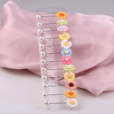 12 Pcs Sunflower Pearl Hijab Pin